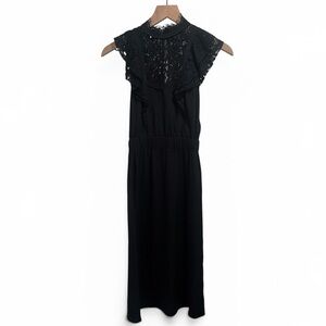 H&M Black Midi Dress w/Lace - Size 2